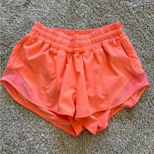 Lululemon hotty hot shorts (bright coral)